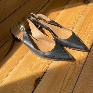 Mansur Gavriel Black Leather Slingback